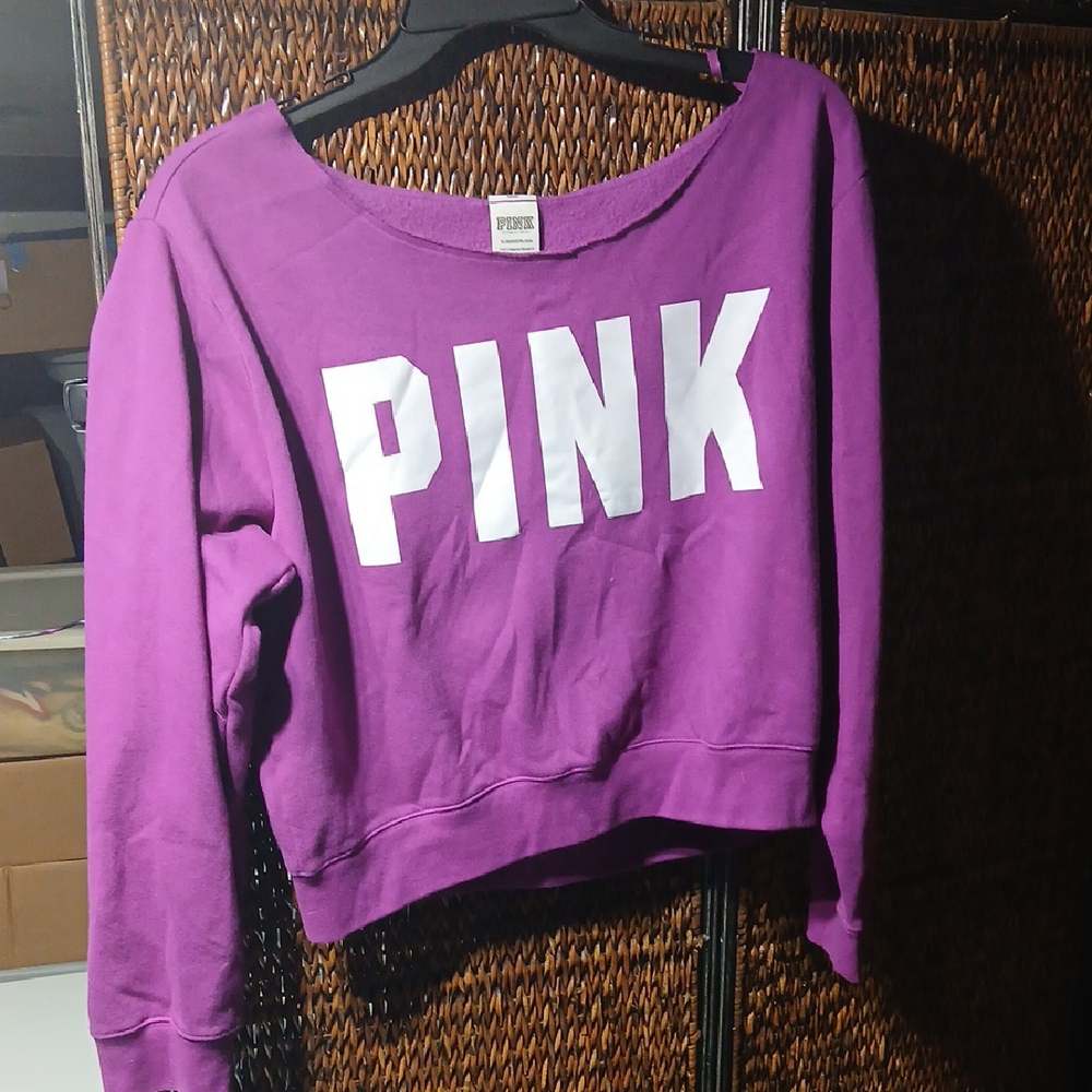 Purple PINK Cropped Sweatshirt